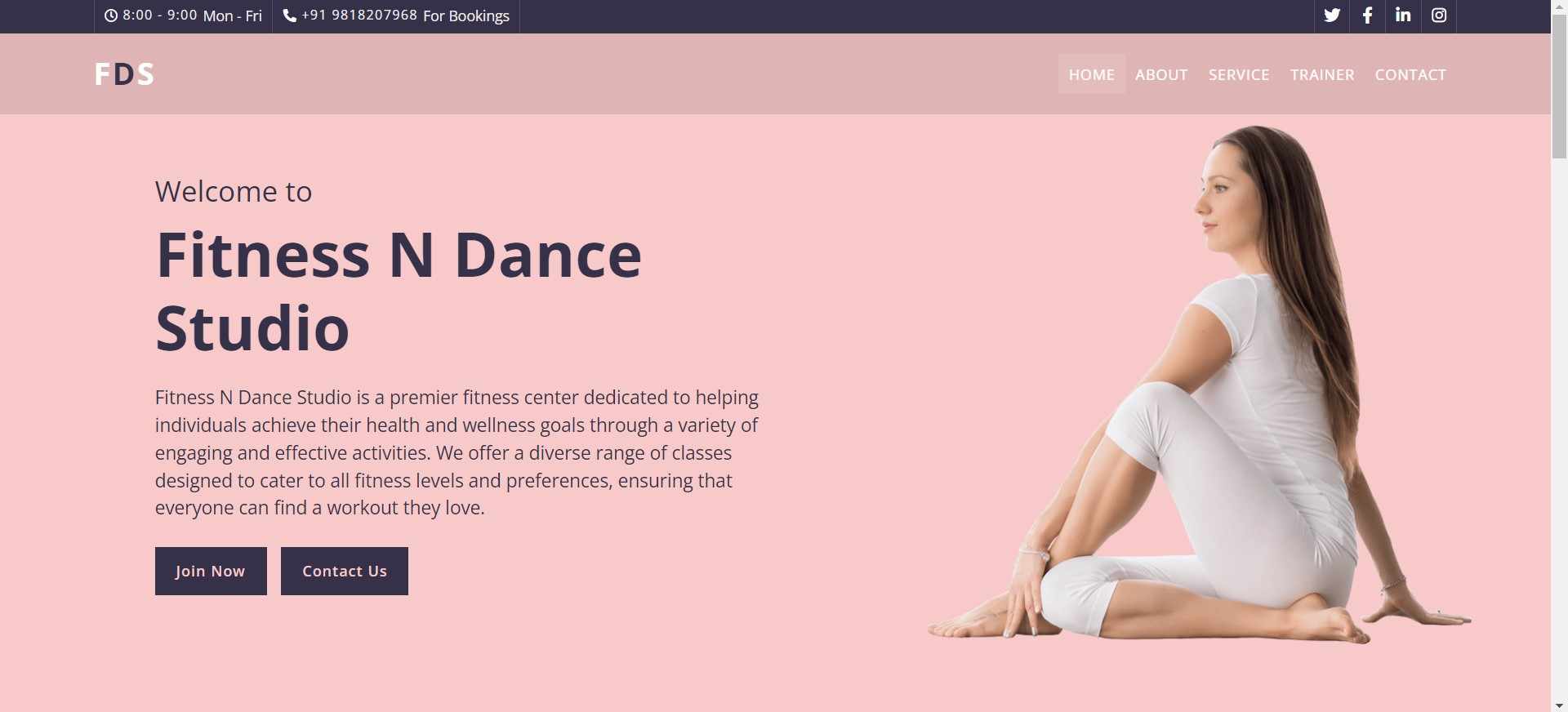 Fitness N Dance Studio website screenshot