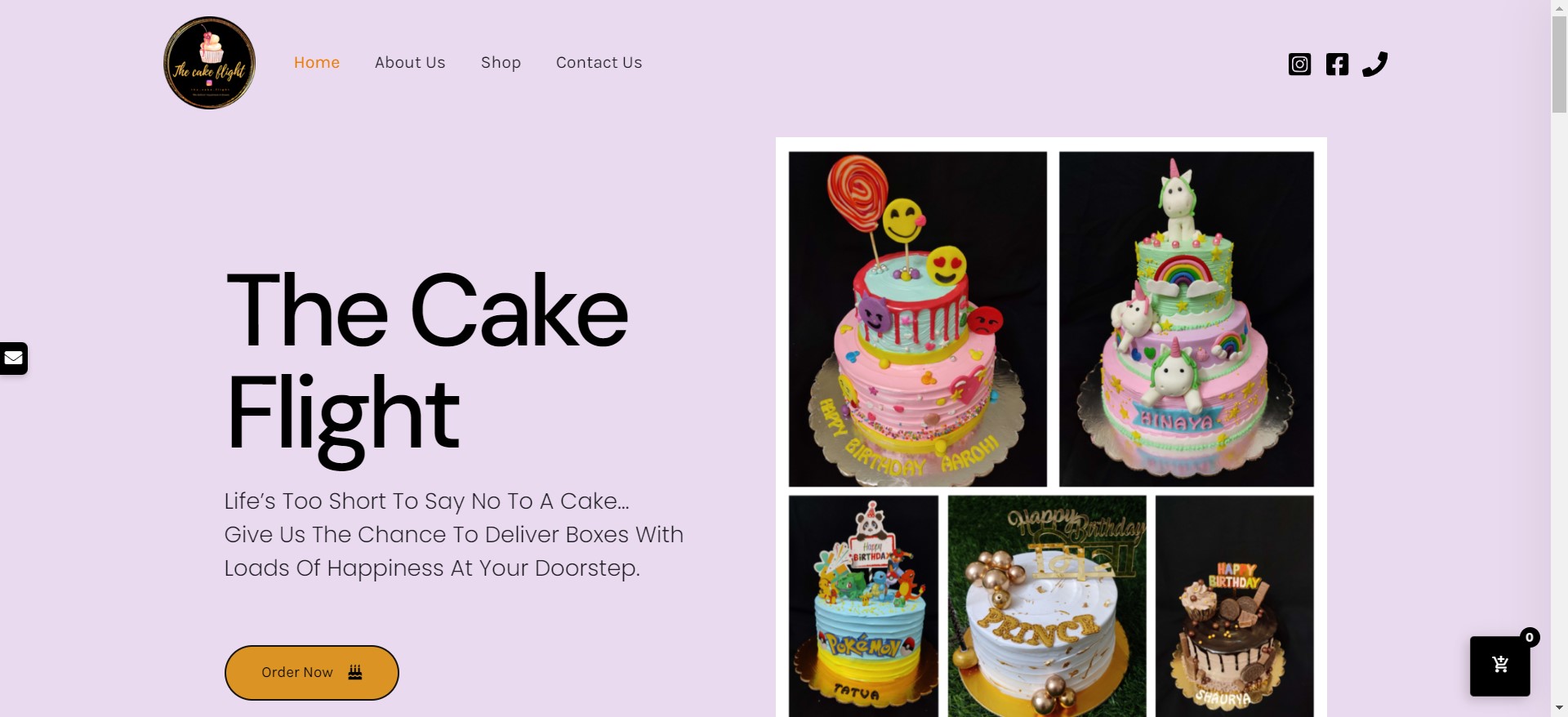 The Cake Flight website screenshot