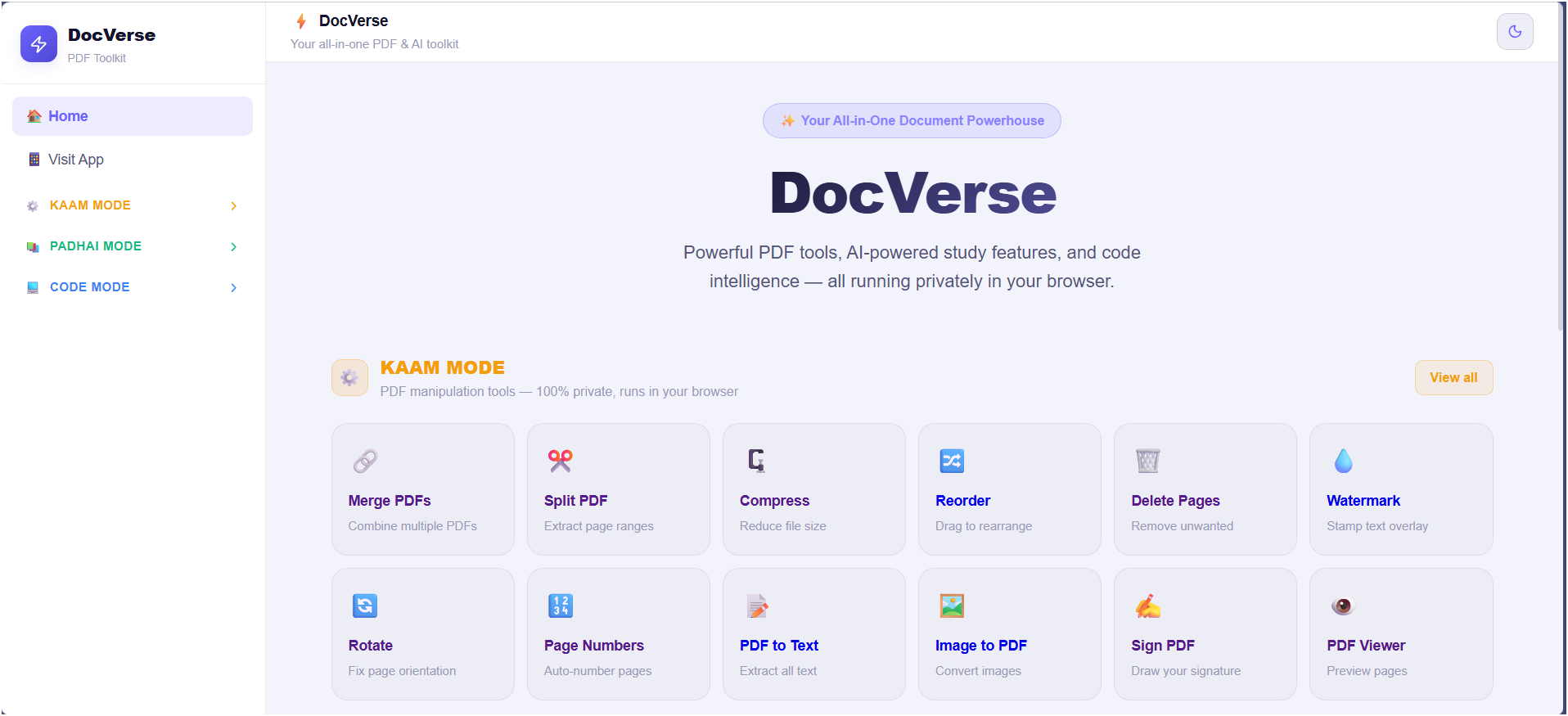 Doc Verse website screenshot