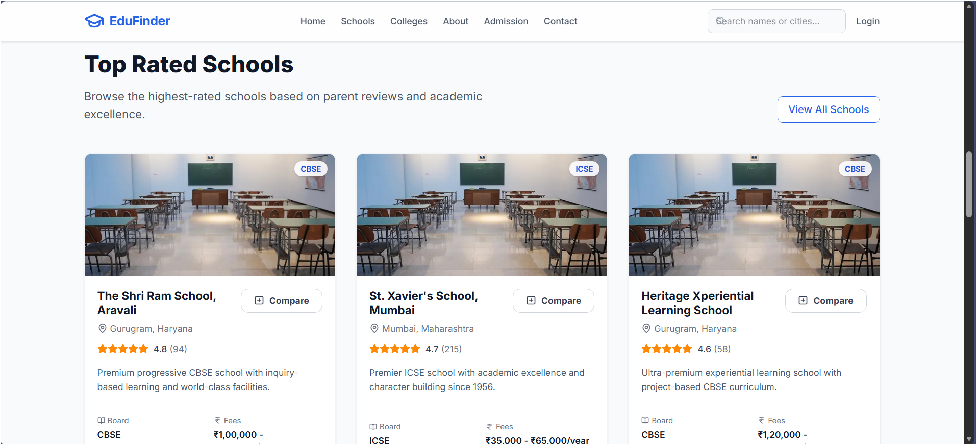 Edu Finder website screenshot