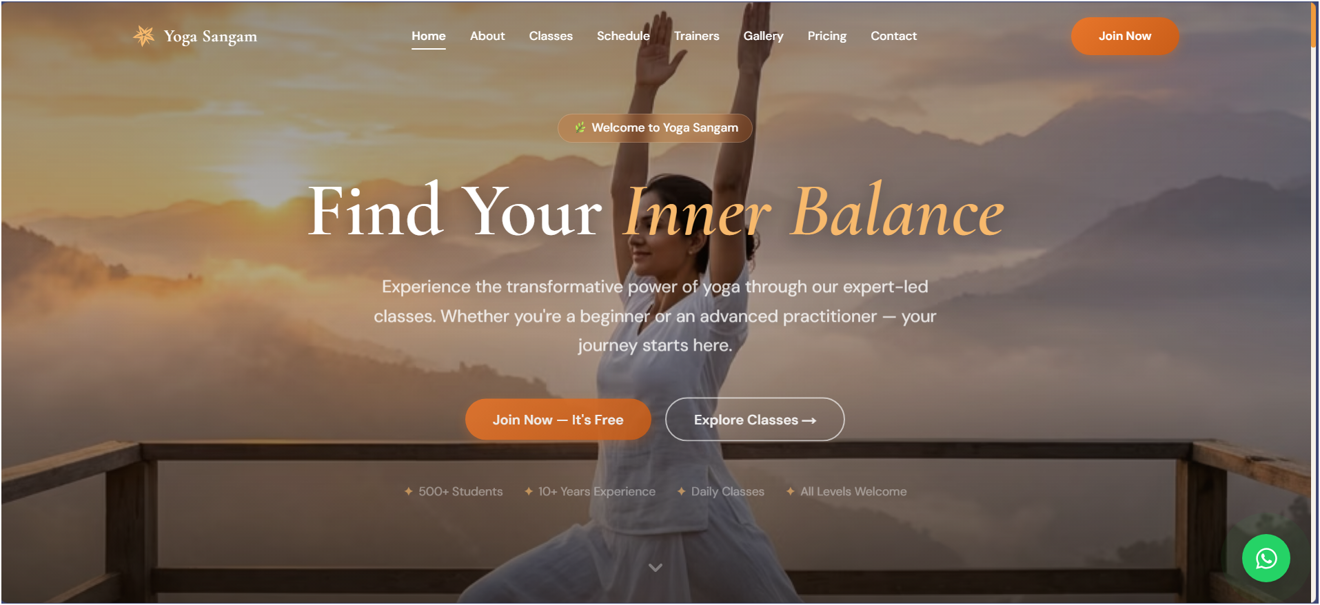 Yoga Sangam website screenshot